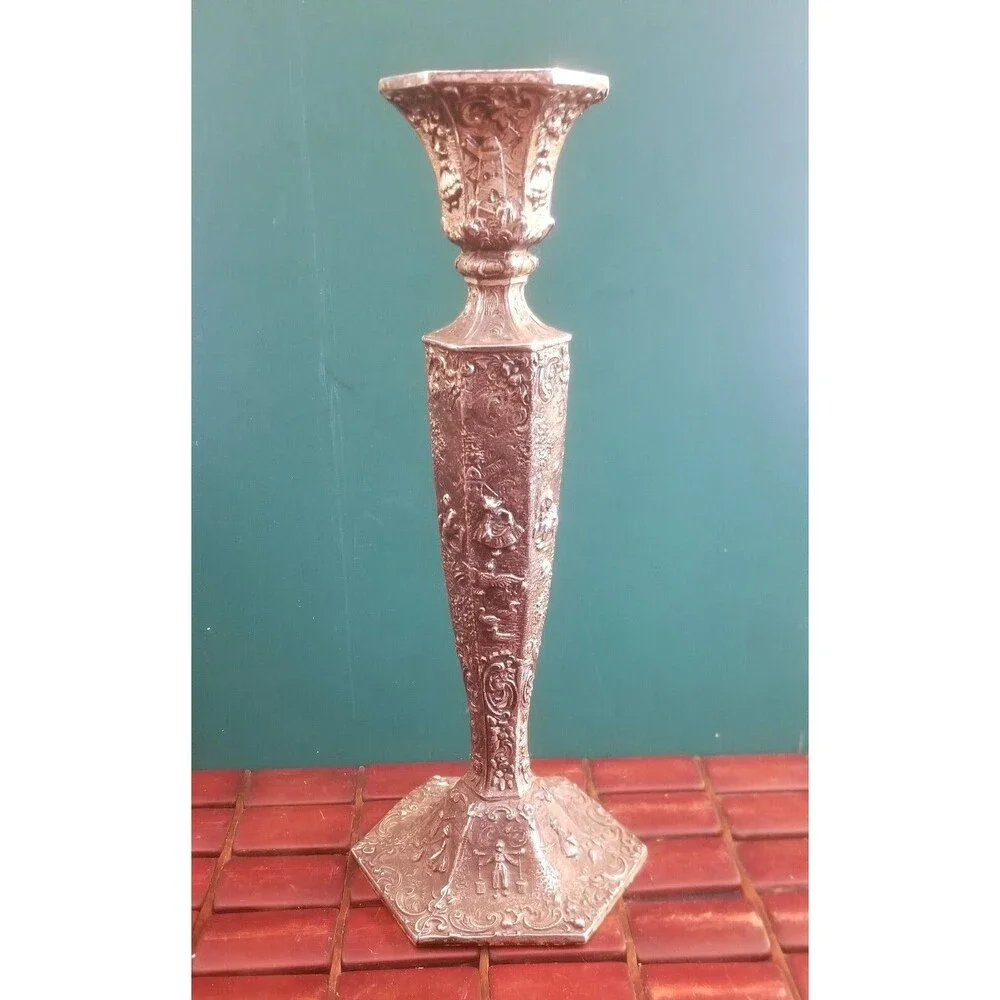 Vintage Weidlich Brothers Silverplate Dutch Windmills Candle Holder Candlestick